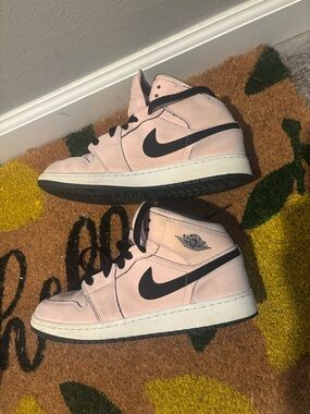Nike Air Jordan 1 Mid Youth 6.5 Sneakers - Pink/Black